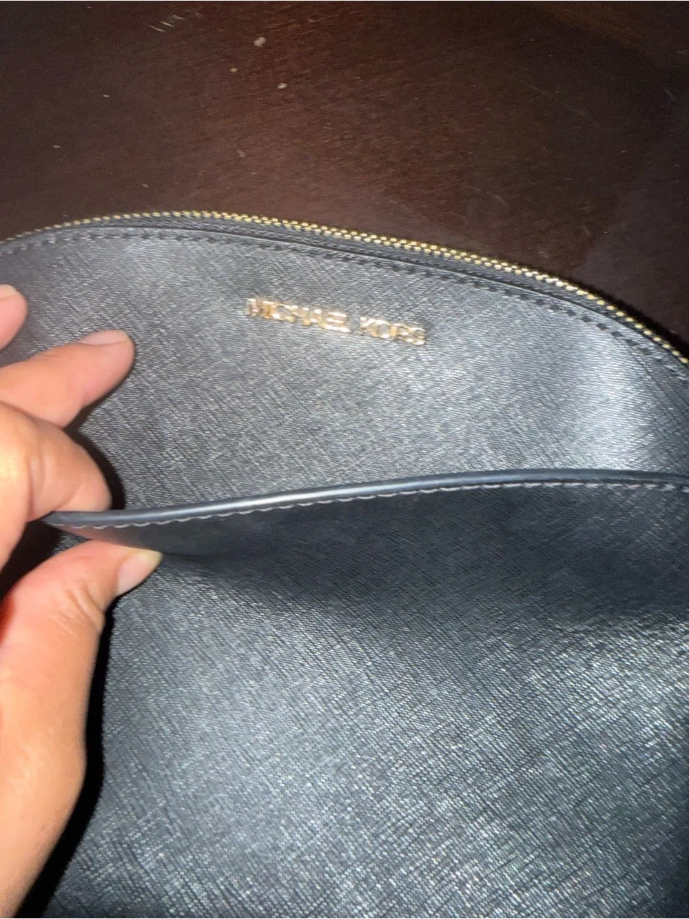 Michael Kors Black Leather Crossbody with Gold Chain Strap
